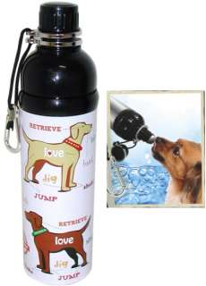 Pet Water Bottle   Puppy Love Pattern (24 oz B&W)  