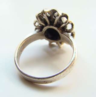 Vintage Sterling Silver Black Onyx Ring 925 Size 6.5  