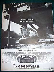 1964 Goodyear Tires Lady Changing Flat Tire Ad  