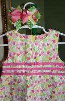 Girls Lilly Pulitzer Tip Toe Tulips 2t dress and M2M bow boutique 