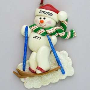  Skiing Snowman Personalized Christmas Ornament