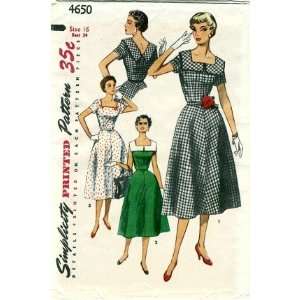 Simplicity 4650 Sewing Pattern Misses Square Neckline Dress Size 16 