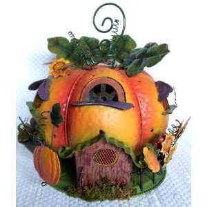  Seasonal Metal Pumpkin House Lantern with Glass Holder 