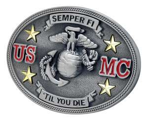 Semper Fi US Marine Corps Belt Buckle   Till You Die  