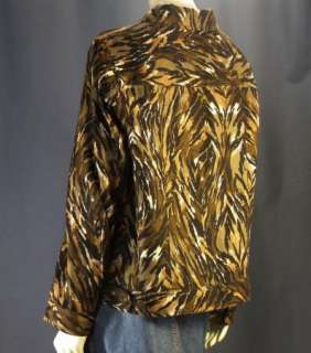 Carole Little Woman Linen Tiger Stripe Plus Jacket 2X   Black Brown 