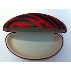    Red & Black Zebra Textured Eyeglass Case LARGE 