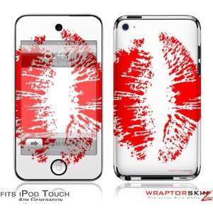  iPod Touch 4G Skin   Big Kiss Red on White by WraptorSkinz 