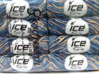 Lot of 8 Skeins ICE THIN CHENILLE Hand Knitting Yarn Blue Purple Camel 