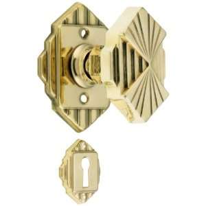  Art Deco Rosette Mortise Lock Set In Unlacquered Brass 