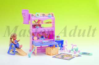 Child Playing Room for Barbie Slide, Playing Table, Bicycle, Toys 