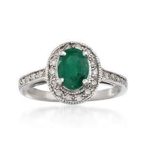  1.10 Carat Emerald and .20 ct. t.w. Diamond Ring In 14kt 