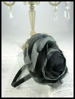 Elegant Gothic Lolita Headband Rosette Rose Big Bloom Cosplay Lace 
