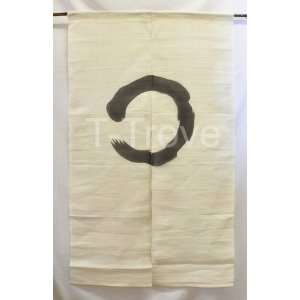    Noren or Door Curtain White with Zen Circle