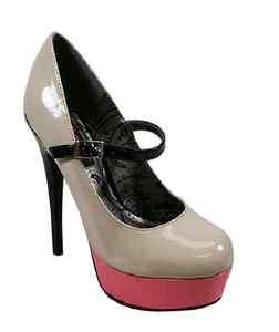 DOLLHOUSE PINK AND BEIGE MARY JANE PUMPS  