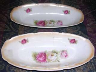Antique Porcelain Flowered Condiment Dish Lot [1800s]  