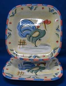 BELLA ROOSTER~2 SQUARE SALAD PLATES~NICE  