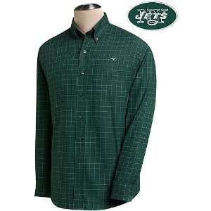  Cutter & Buck New York Jets Mens Conference Plaid Shirt 