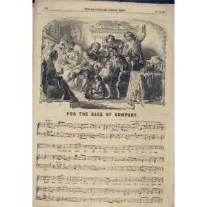  Company Song Music Score Sheet Women Sea Print 1854