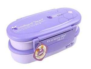 Japan Double Tier Bento Lunch Box Microwave OK   Purple  