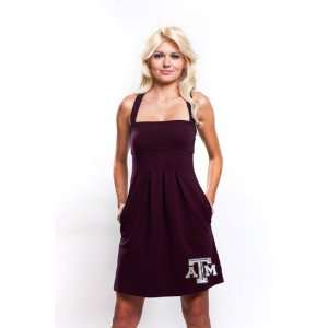   Aggies Womens Maroon Pleated Dress with Pockets