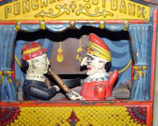 Antique Cast Iron Mechanical Bank PUNCH AND JUDY  
