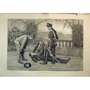  Soldiers 1884 Dead Man Gun Shooting Antique Fine Art
