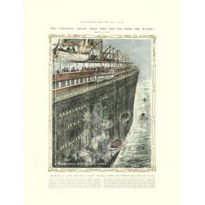  Titanic Lowering Lifeboats Poster Print