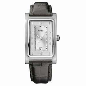 295 Hugo Boss Mens Rectangle Black Leather Band Watch with Date 