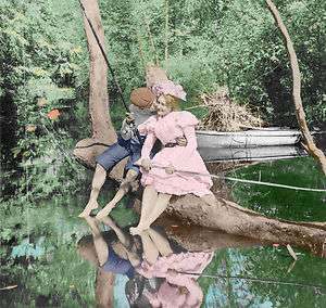 Romantic Victorian fishing kiss 1899 larg photo picture  
