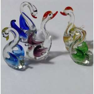  Swan   Hand Blown Glass Figurines   Miniature for Bird 