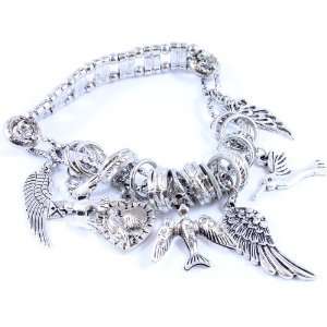   Love & Peace   Doves and Angel Wings Charm Bracelet 