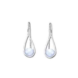  Solid Sterling Silver Blue Lace Agate   Balance Earrings Jewelry