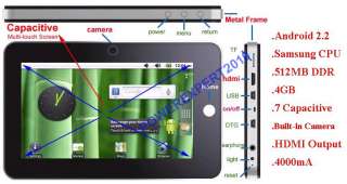 Dropad 7 inch Google Android 2.2 Capacitive Multi touch HDMI Flash 10 