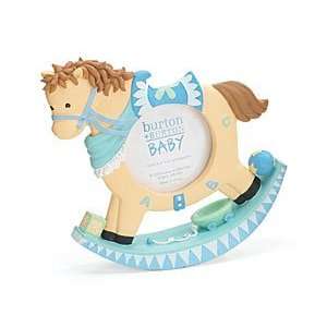  Rocking Horse Baby Boy Picture Frame Blue Trimmed