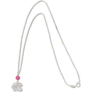   Heels Sterling Silver Charm Necklace with Pink Round Crystal Sports