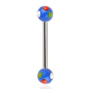  Blue Acrylic Tongue Ring Piercing Barbell with Multi Color 