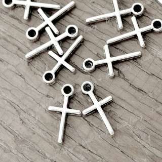 150pcs Hot Tibetan Antique Silver Cross Religious Charms Fit Necklace 
