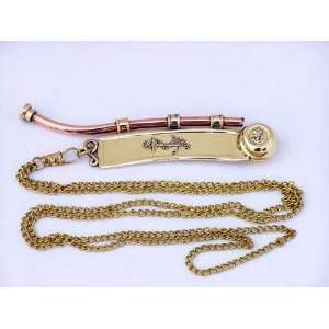 Boatswain Bosun Whistle Keychain in Brass & Copper. Special Design
