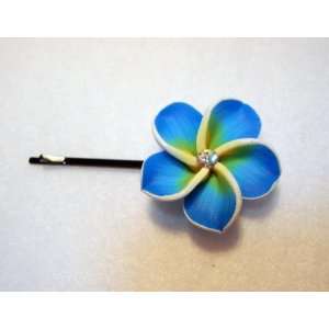  NEW Pool Blue Plumeria Bobby Pin   Pair, Limited. Beauty