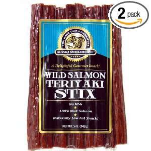Alaska Smokehouse Wild Salmon Teriyaki Stix, 5  Ounce Pack (Pack of 2 