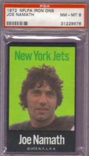 1972 NFLPA IRON ONS New York Jets JOE NAMATH PSA 8 HOF  