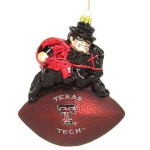  Texas Tech Red Raiders NFL Blown Glass Football Holiday 