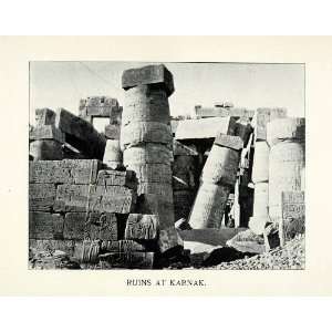  1897 Print Karnak Ruins Ancient Egypt Temple Archaeology 