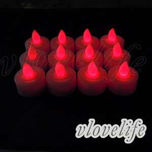 12 Red Tea Light LED Candle Wedding Party Decoration  