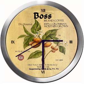  BOSS 14 Inch Coffee Metal Clock Quartz Movement Kitchen 
