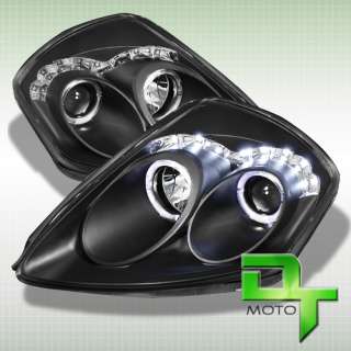   ECLIPSE DUAL HALO BLACK PROJECTOR DAYTIME RUNNING LED HEADLIGHTS LAMPS
