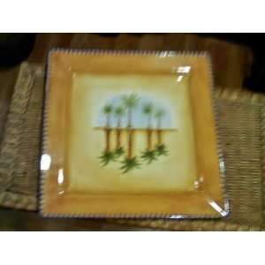 Ceramic Palm Tree Party Platter /Clay Art / Hand Painted  Mirage Palm 