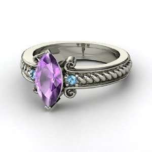   Ring, Marquise Amethyst Sterling Silver Ring with Blue Topaz Jewelry