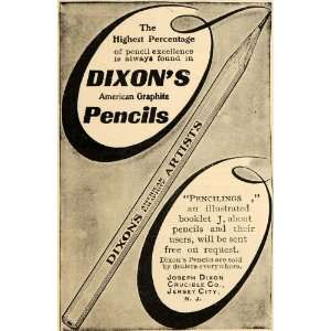 1903 Ad Joseph Dixon Crucible Company Graphite Pencils 