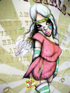 FAFI Girls Western Sling Shoulder Bag Beige French Graffiti Artist 